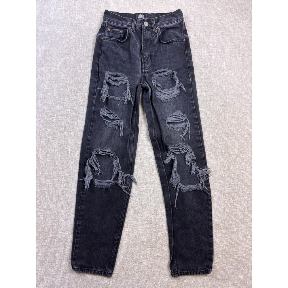 BDG Urban Outfitters High-Rise Baggy Distressed Jeans Washed Black Size 24